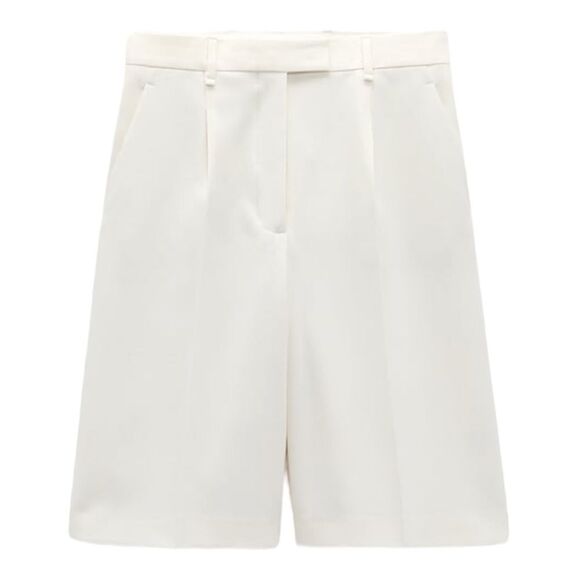 ZARA | Ecru | LONG PLEATED SHORTS - Picture 2 of 11
